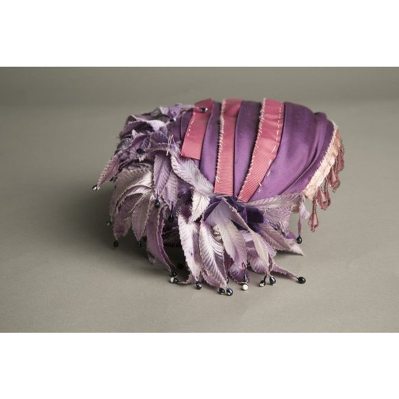 Blazsak Vintage Toque Hat Handmade Crystals Beaded Fascinator Millinery main image 4